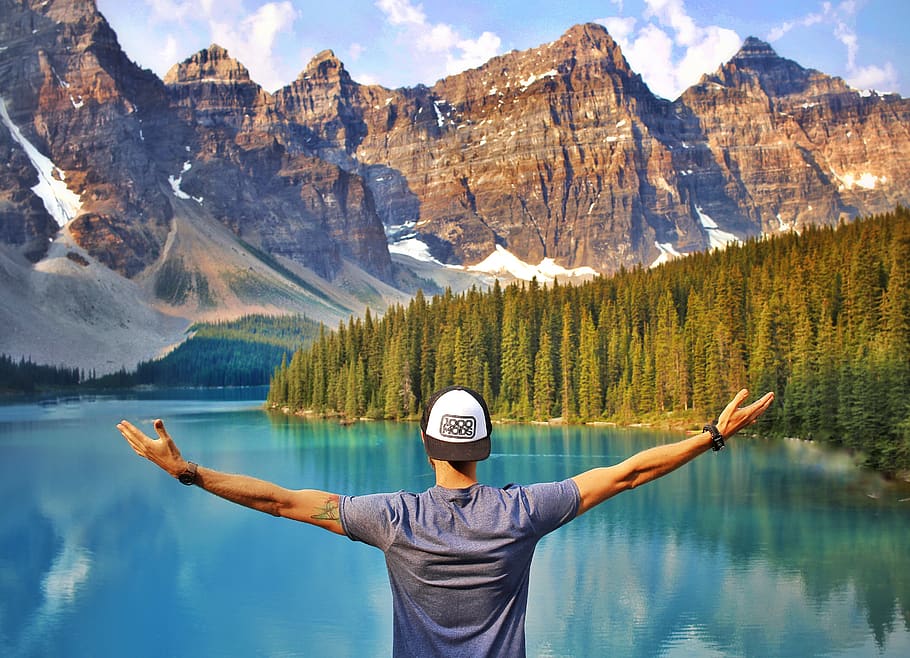 landscape, man, nature, canada, person, adventure, hiking, wanderer HD wallpaper