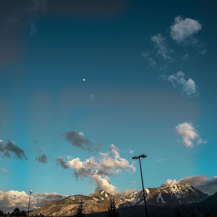 moutain, landscape, mammoth, sky, cloud - sky, smoke - physical structure HD wallpaper