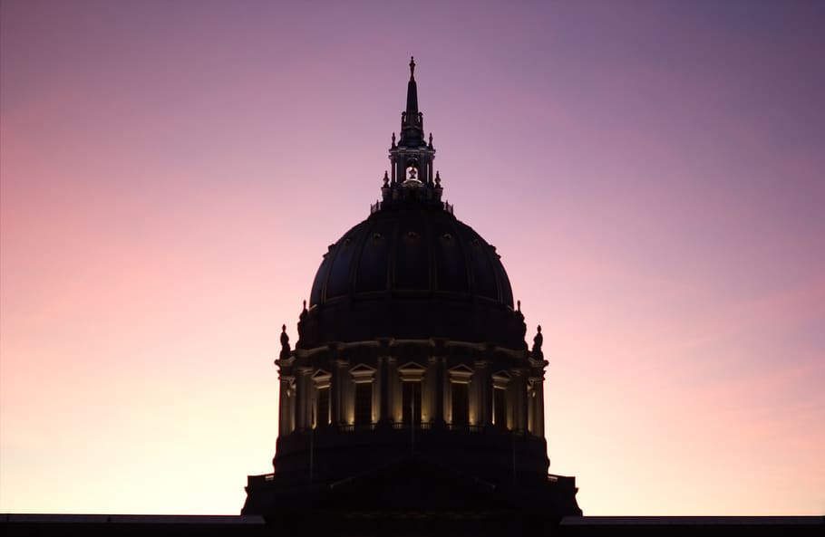 city hall, sunset, sky, built structure, architecture, building exterior HD wallpaper