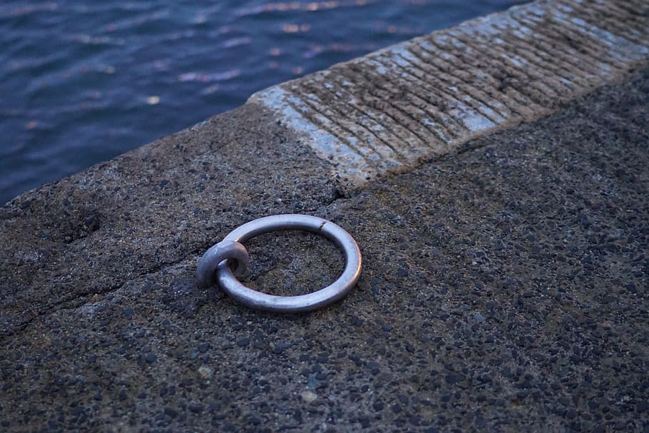 ring, dock, sea, port, boat, metal, close-up, textured, no people HD wallpaper