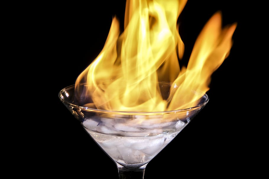 fire, ice, glass, hot, burning, chilling, drink, flames, yummy HD wallpaper