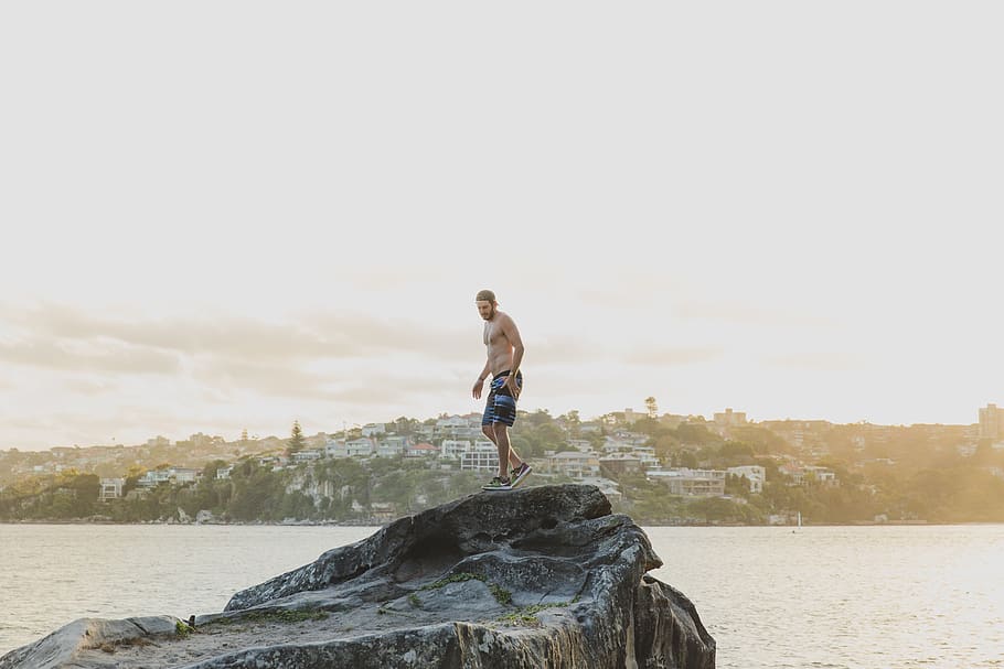 australia, sydney, exploring, climbing, ocean, full length HD wallpaper