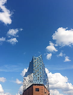 hamburg, germany, clouds, summer, blue, elbphilharmonie, architecture HD wallpaper
