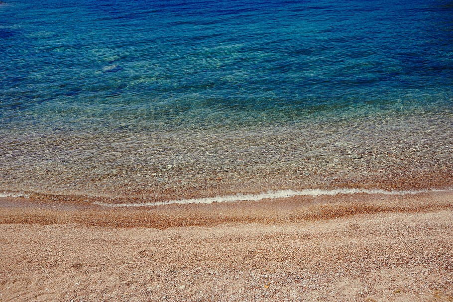 montenegro, budva, water, ocean, blue, sand, wave, coast, tan HD wallpaper