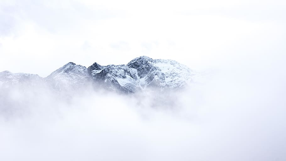 snow mountain with clouds, nature, outdoors, mountain range, peak HD wallpaper