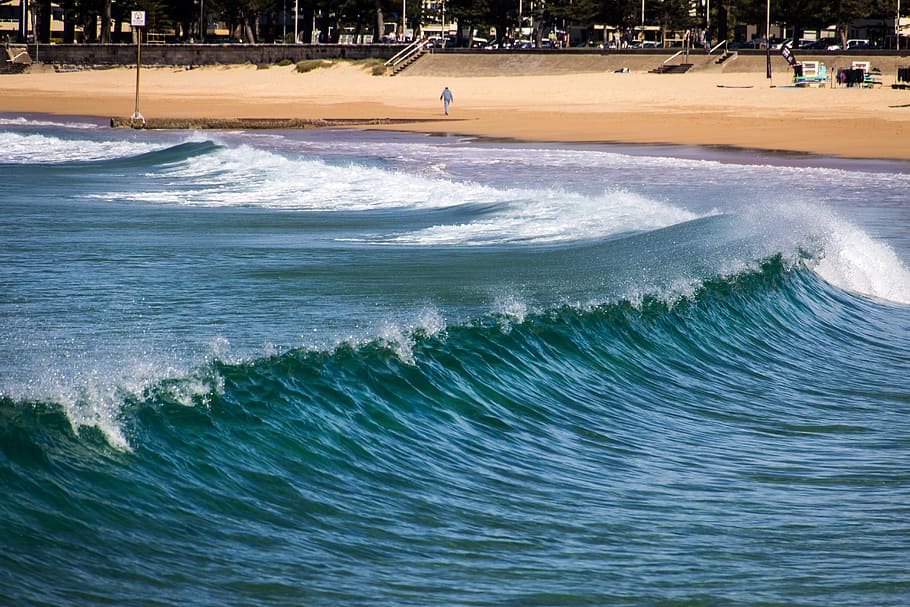 sea waves near seashore, water, outdoors, nature, ocean, beach