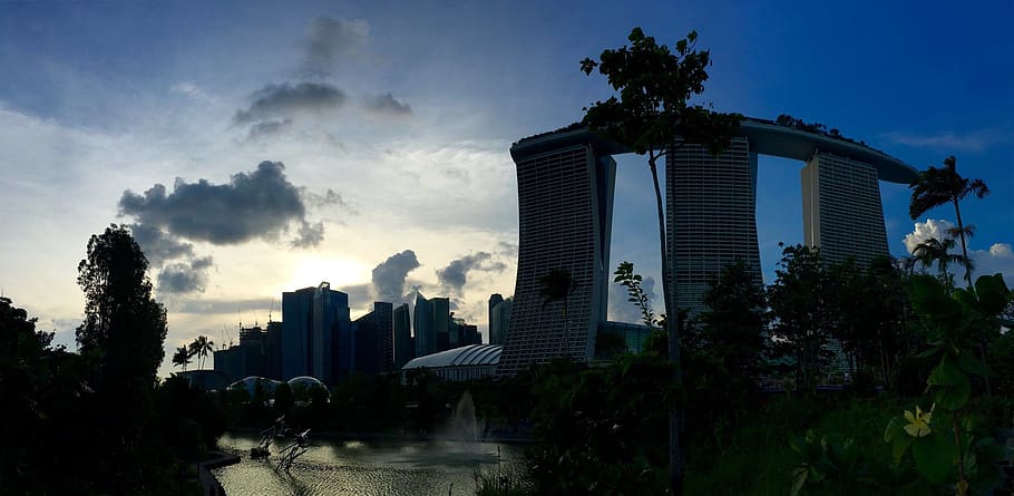 singapore, sunset, building exterior, architecture, built structure HD wallpaper
