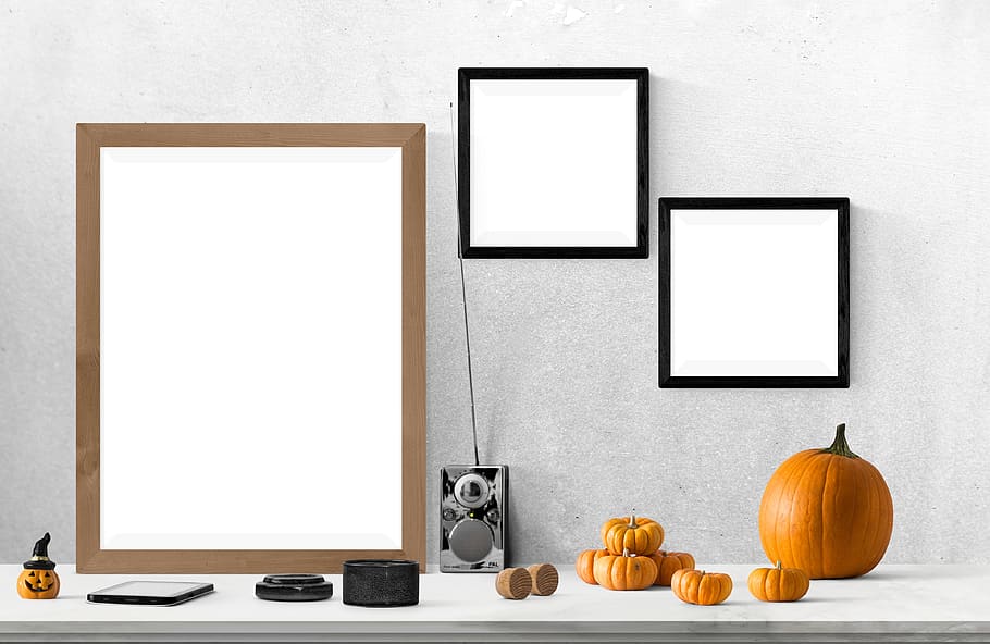 poster, frame, pumpkins, radio, technology, computer equipment, HD wallpaper