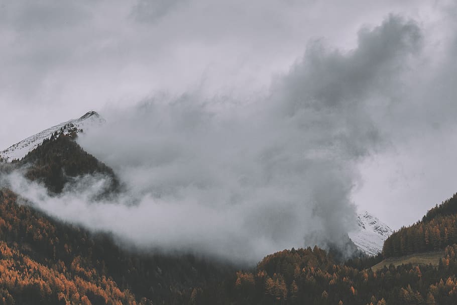 Mountain With Fog, clouds, cloudy, daylight, environment, foggy HD wallpaper