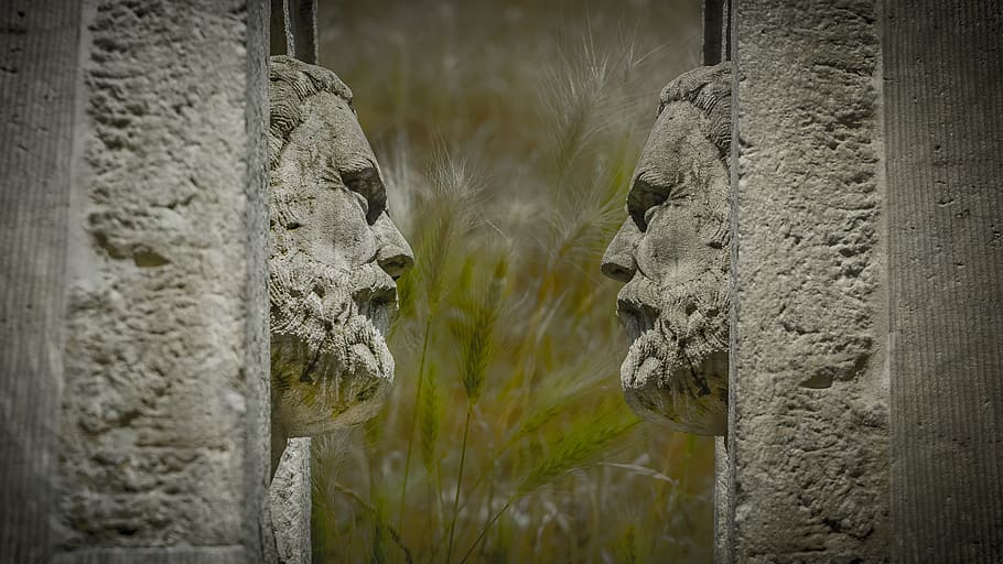 stone, face, sculpture, art, head, stone figure, structure HD wallpaper