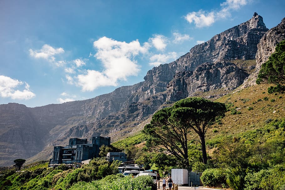 south africa, cape town, table mountain, building, plateau, HD wallpaper