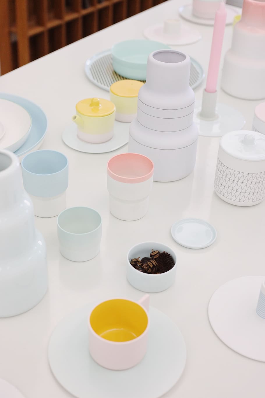 cups on table, porcelain, art, pottery, saucer, food, meal, dish HD wallpaper