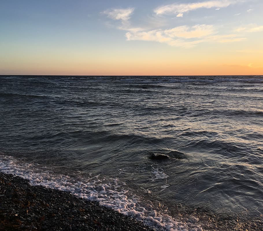 dusk, sea, sunset, evening, mood, sky, horizon, scenics - nature HD wallpaper