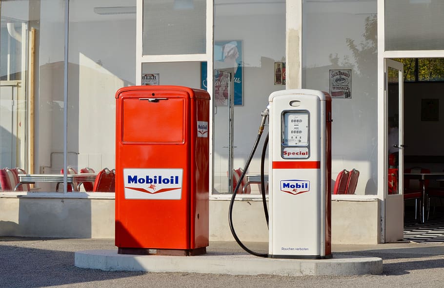 petrol stations, gas pump, historically, retro, refuel, garage, HD wallpaper