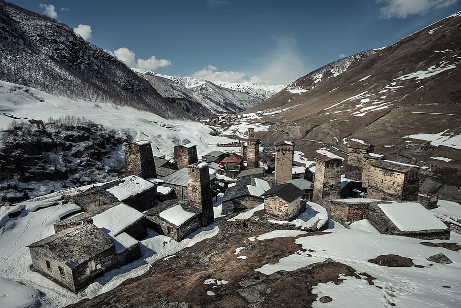 snow, mountain, cold temperature, winter, mountain range, architecture HD wallpaper