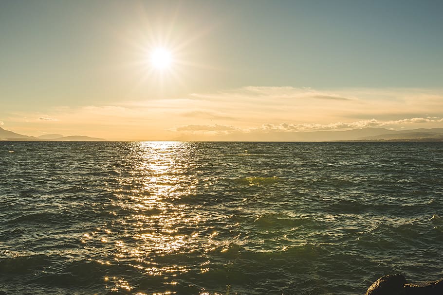 Green Sea Under Blue Sky during Day Time, clouds, nature, ocean HD wallpaper