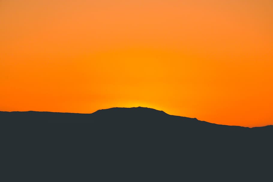 sunset, silhouette, greece, mountains, hues, sky, no people HD wallpaper
