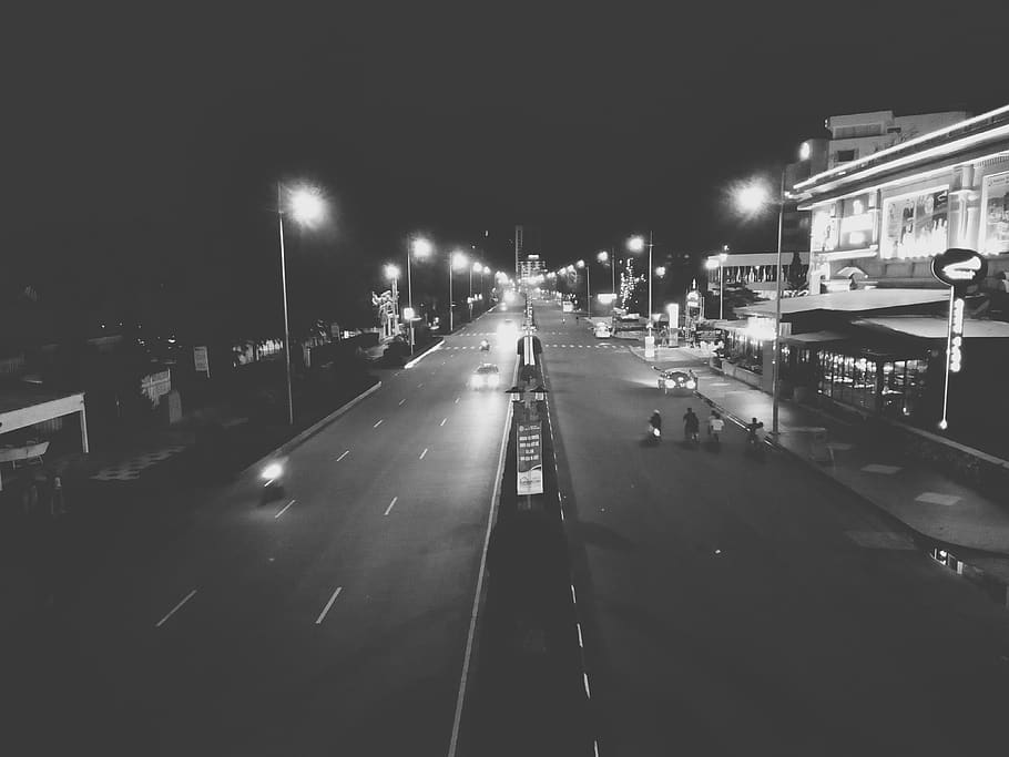 street, night, road, architecture, illuminated, city, transportation HD wallpaper