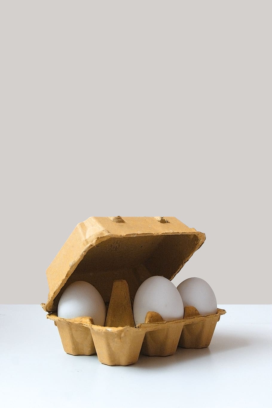 three white eggs inside tray, studio shot, food, food and drink, HD wallpaper