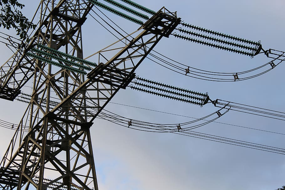 pylon, electricity, energy, flow, stroommast, power cable, high voltage line HD wallpaper