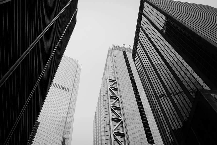 Online crop | HD wallpaper: grayscale photography of curtain wall ...