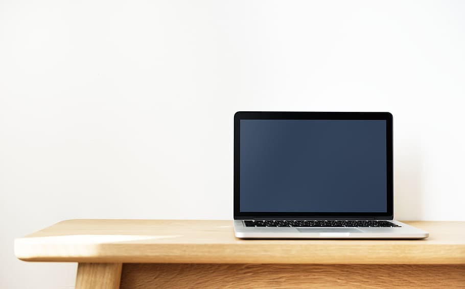 Black and Silver Laptop Computer on Brown Wooden Desk, contemporary, HD wallpaper