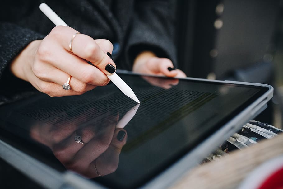 man holding Apple pencil, human hand, technology, communication HD wallpaper
