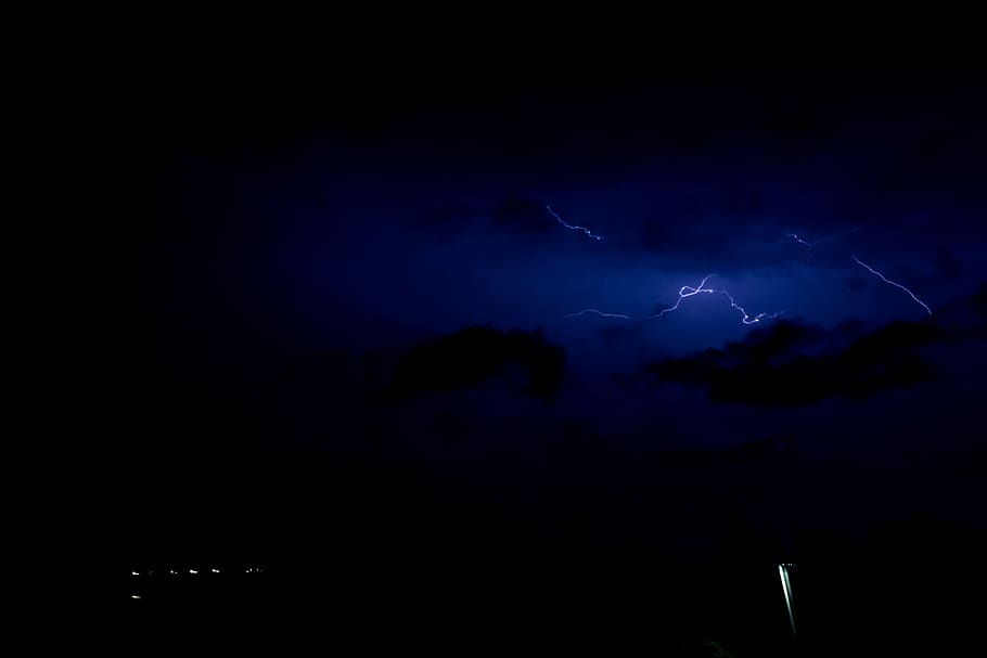 lighting, thunderstorm, sky, cloud - sky, lightning, night HD wallpaper