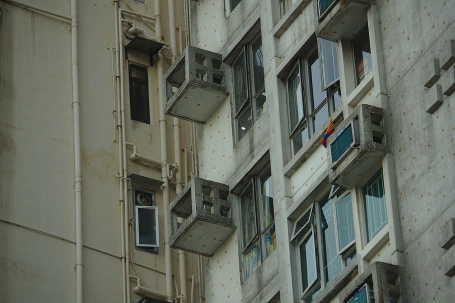 white concrete building, architecture, hong kong, built structure HD wallpaper