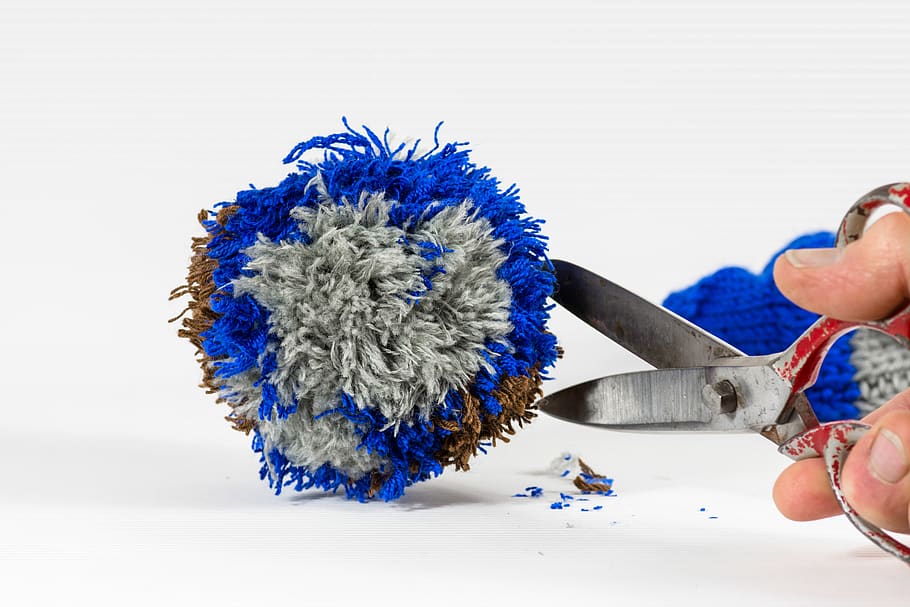 wool, scissors, hand labor, bobble, cut, steel, cap, finger HD wallpaper