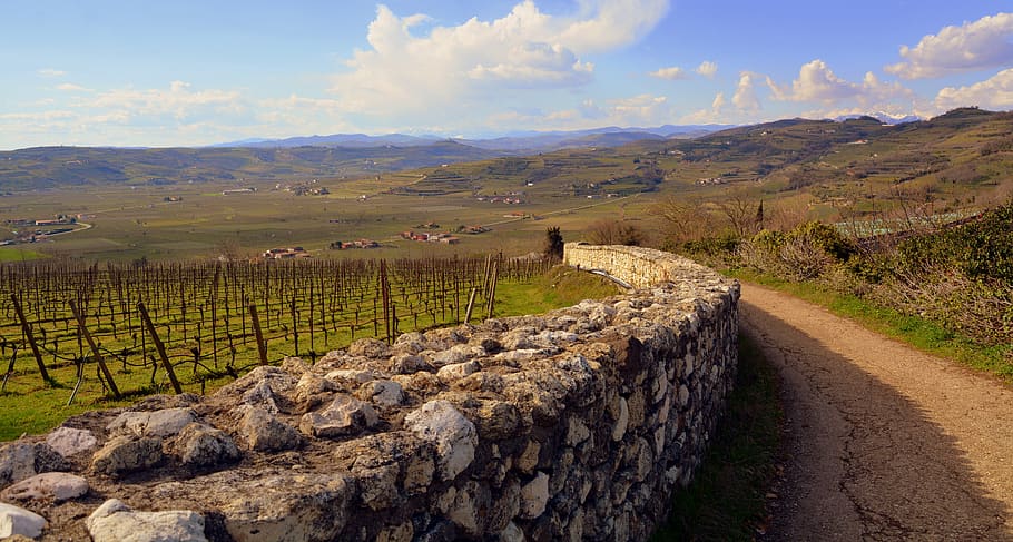 hill, road, sassi, wall, outdoors, nature, sky, landscape, environment HD wallpaper