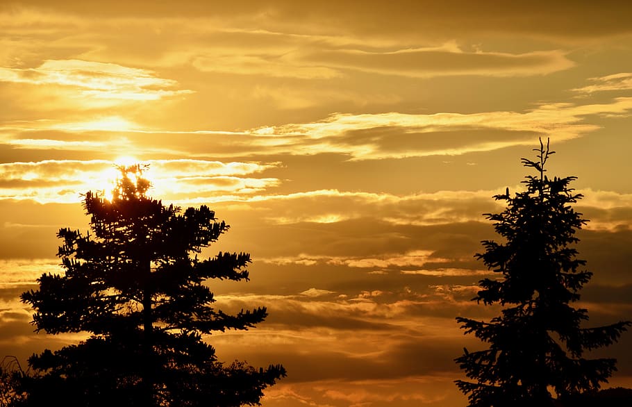 sunset, abendstimmung, sky, evening sky, dusk, afterglow, clouds HD wallpaper
