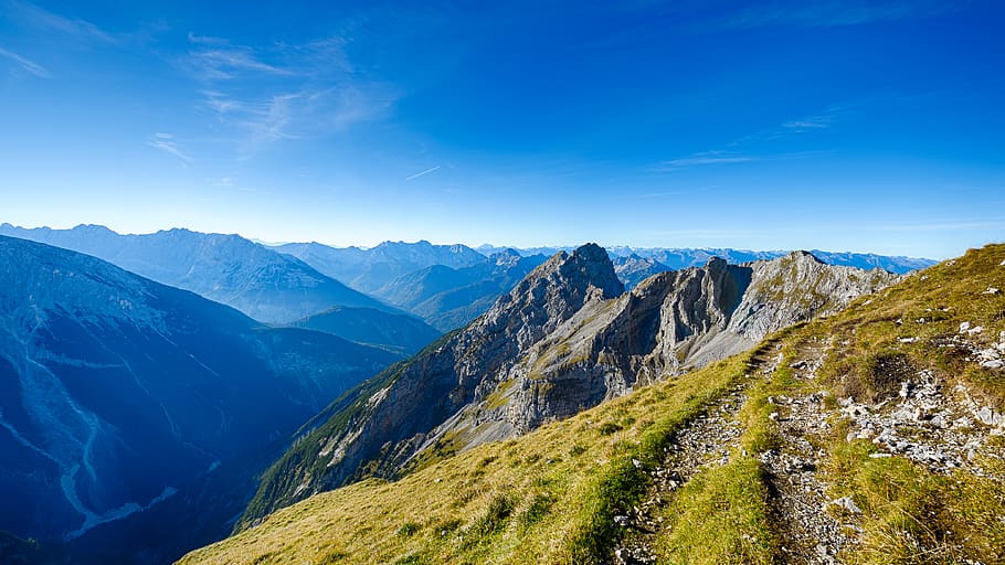 HD wallpaper: Scenic View Of Mountains, 4k wallpaper, blue sky ...