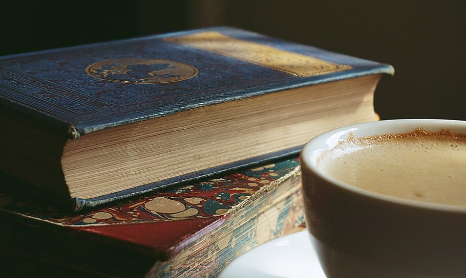 HD wallpaper: books, old books, coffee, cappuccino, drinks, reading,  vintage | Wallpaper Flare