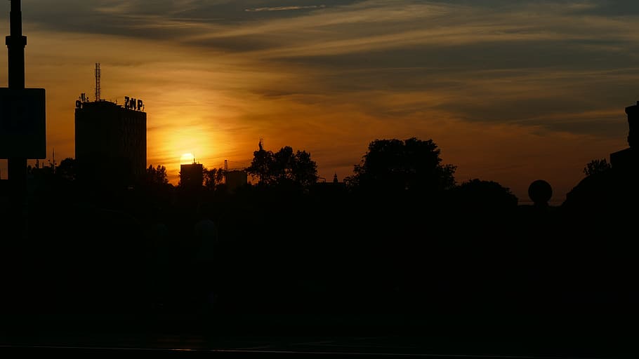 dusk, evening, sunset, dark, sky, silhouette, architecture HD wallpaper