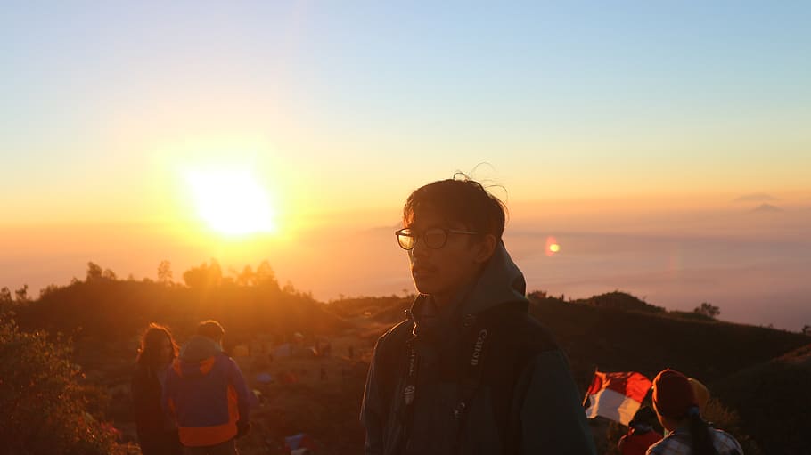 sunrise, summit, mountain, camp, java, sunset, sky, leisure activity HD wallpaper
