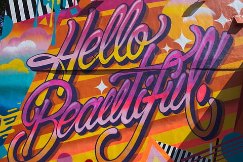Hello Beautiful text, art, graffiti, mural, painting, alphabet HD wallpaper