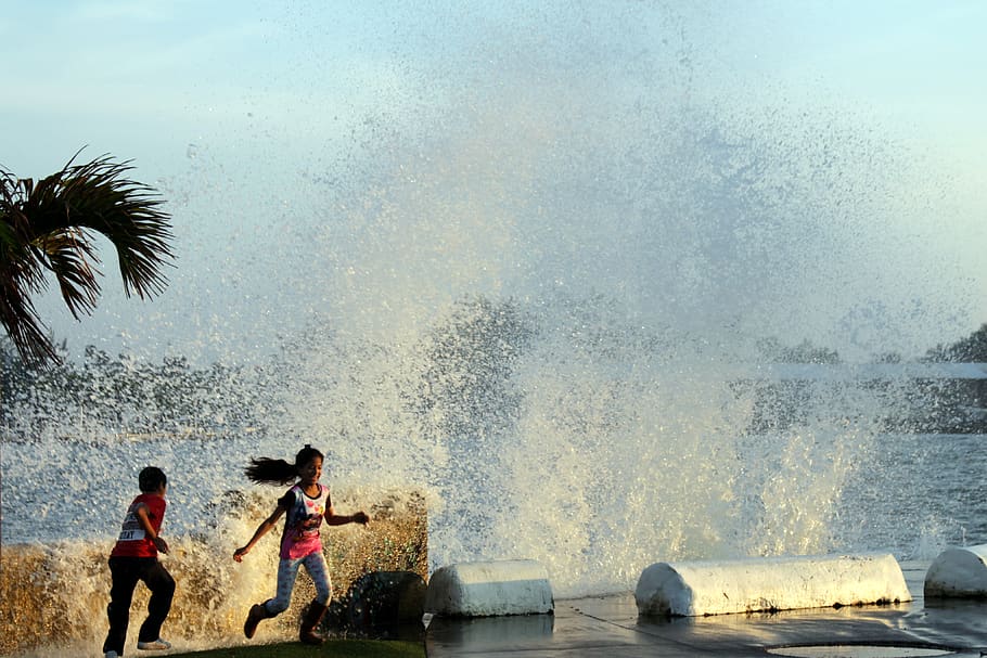 HD wallpaper: boca del río, mexico, niños jugando con el agua ...