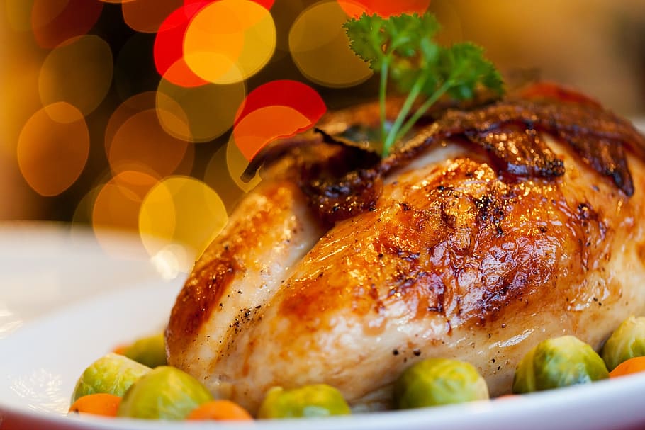 Fried Chicken Dish, close-up, dinner, food, meat, plate, roasted HD wallpaper