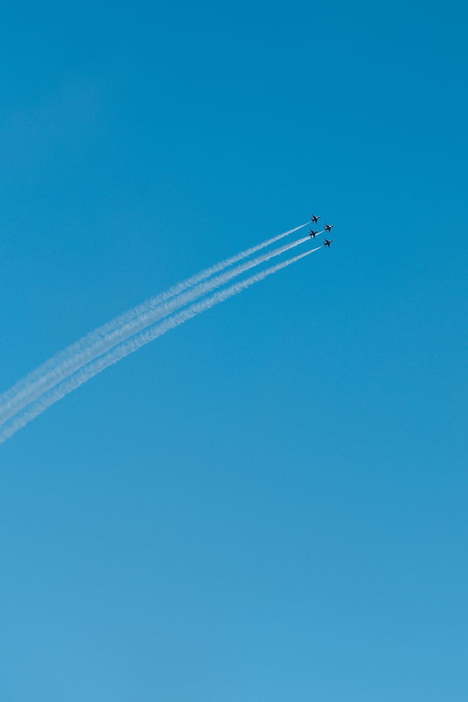 four jet planes in flight, air vehicle, airplane, vapor trail HD wallpaper