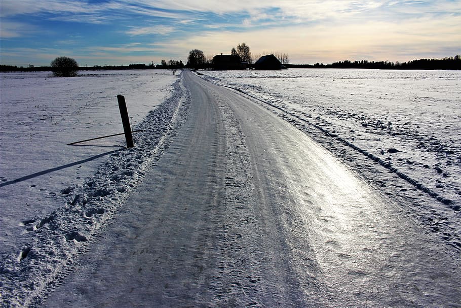 road, ice, backlight, winter, snow, frost, nature, outdoor HD wallpaper