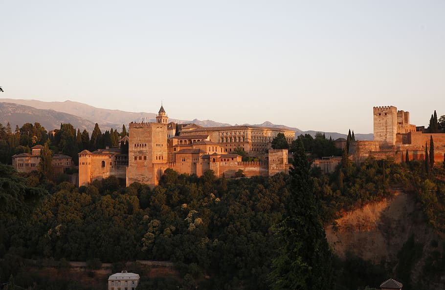 alhambra, granada, spain, monument, architecture, building exterior HD wallpaper