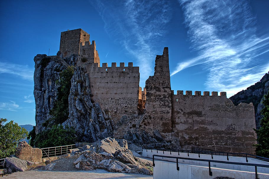castle, sky, andalusia, spain, panorama, architecture, history HD wallpaper