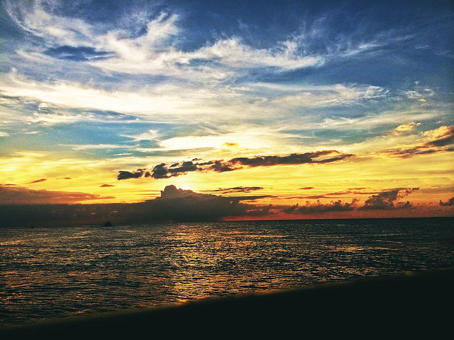 mexico, ocean, sunset, sky, cloudscape, cloud - sky, water HD wallpaper
