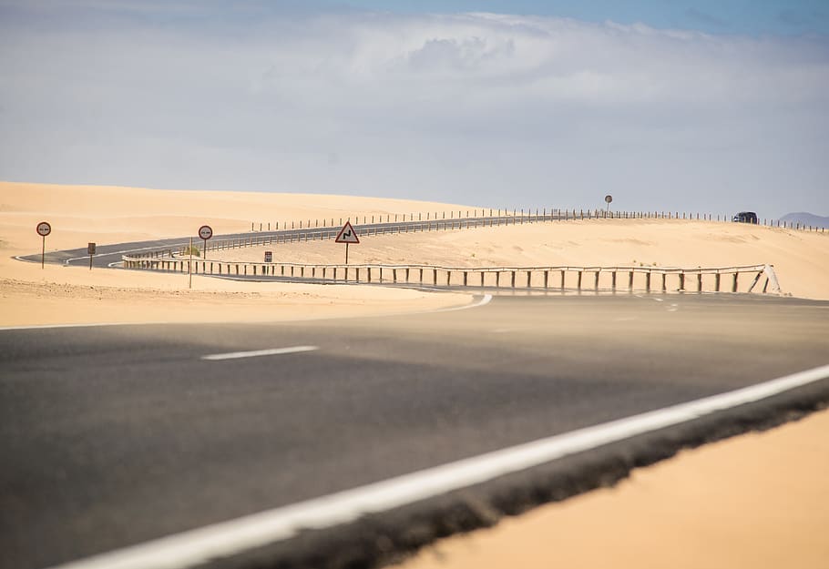 gray-paved road, nature, soil, outdoors, sand, asphalt, tarmac HD wallpaper