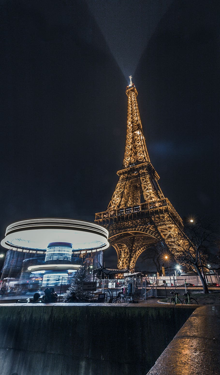 Eiffel Tower, Paris turned on lights, city, france, vehicle, transportation HD wallpaper