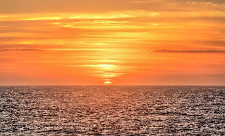 sunset, sea, sky, tropical, nature, evening, vacation, cloud HD wallpaper