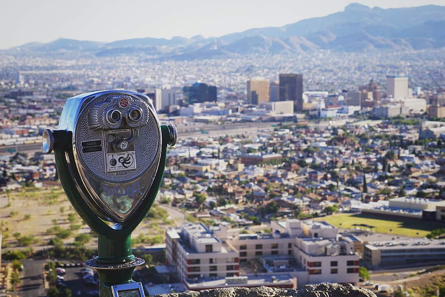 city, mountains, southwest, texas, tower viewer, binocular, HD wallpaper