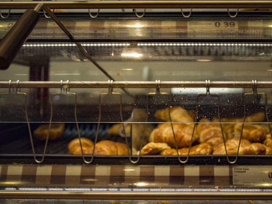 netherlands, almere, showcase, baking, croissants, bread, fresh HD wallpaper