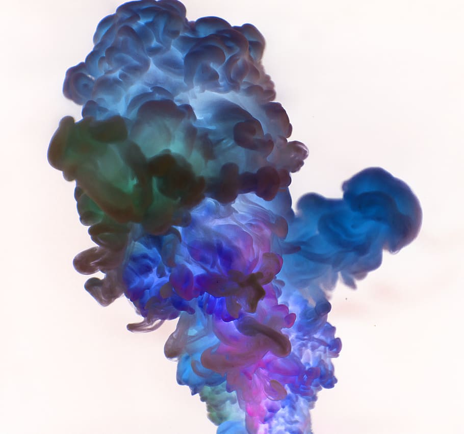 Close-Up Photography of Blue and Green Smoke, 4k wallpaper, art